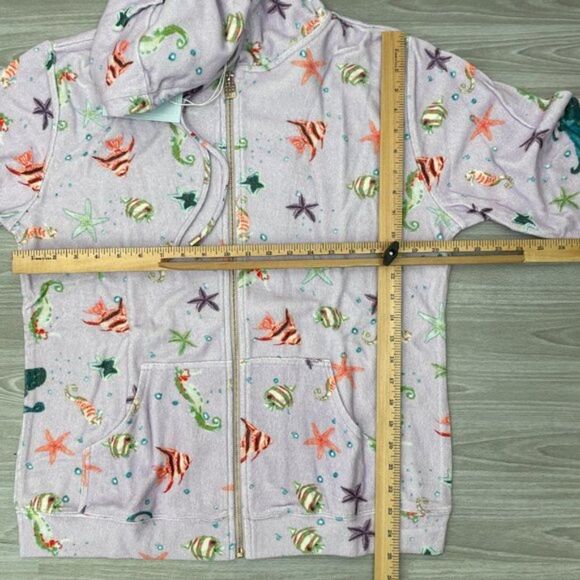 Hill House The Allie Zip Up Hoodie Cotton Jacket Sea Creatures Terry Purple M - Picture 8 of 9
